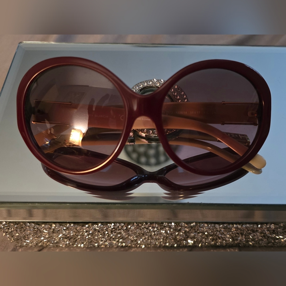 Tory Burch Brown Tan Oversized Sunglasses